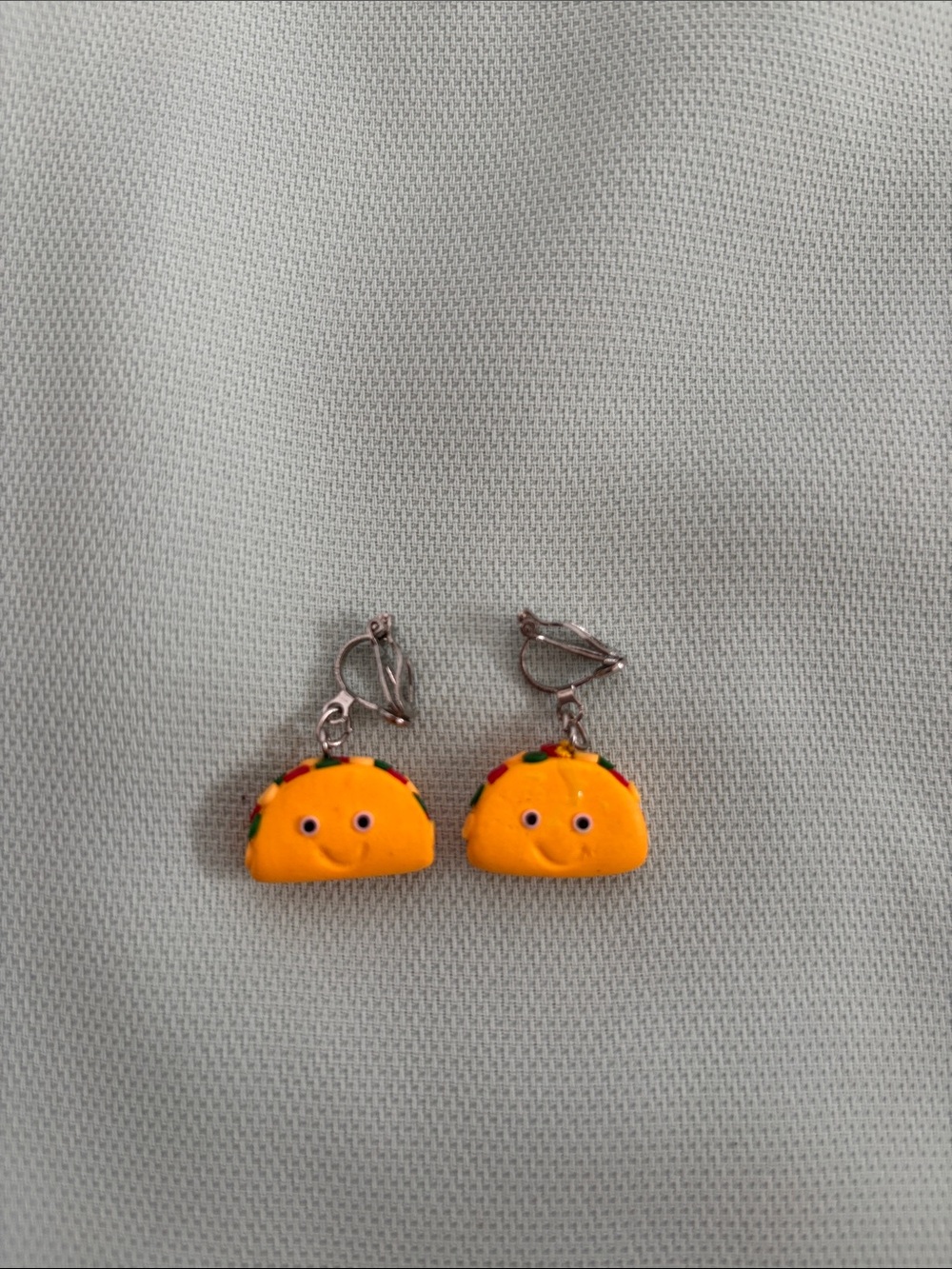 Cute Kids Taco Charm Clip-On Earrings - Yellow